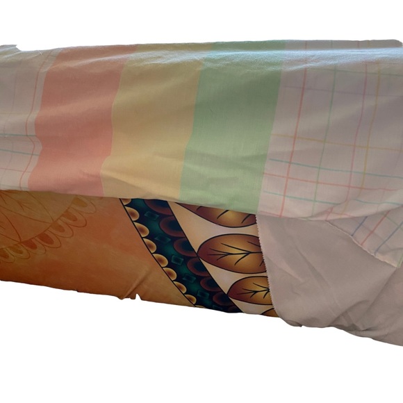 Vintage 90s Pastel Grid Geometric Lines Sheet Set - Picture 7 of 11